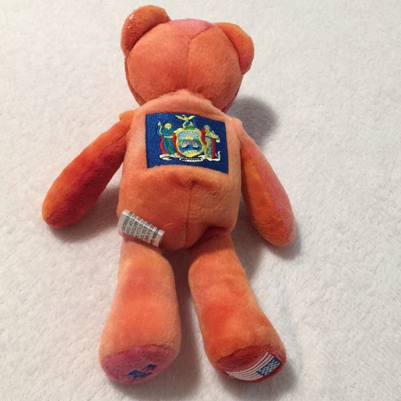 2001 New York State quarter orange beanie bear with authentic NY quarter - Picture 4 of 6